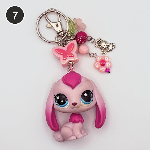 #7 Bubblegum Bunny upcycled LPS keychain