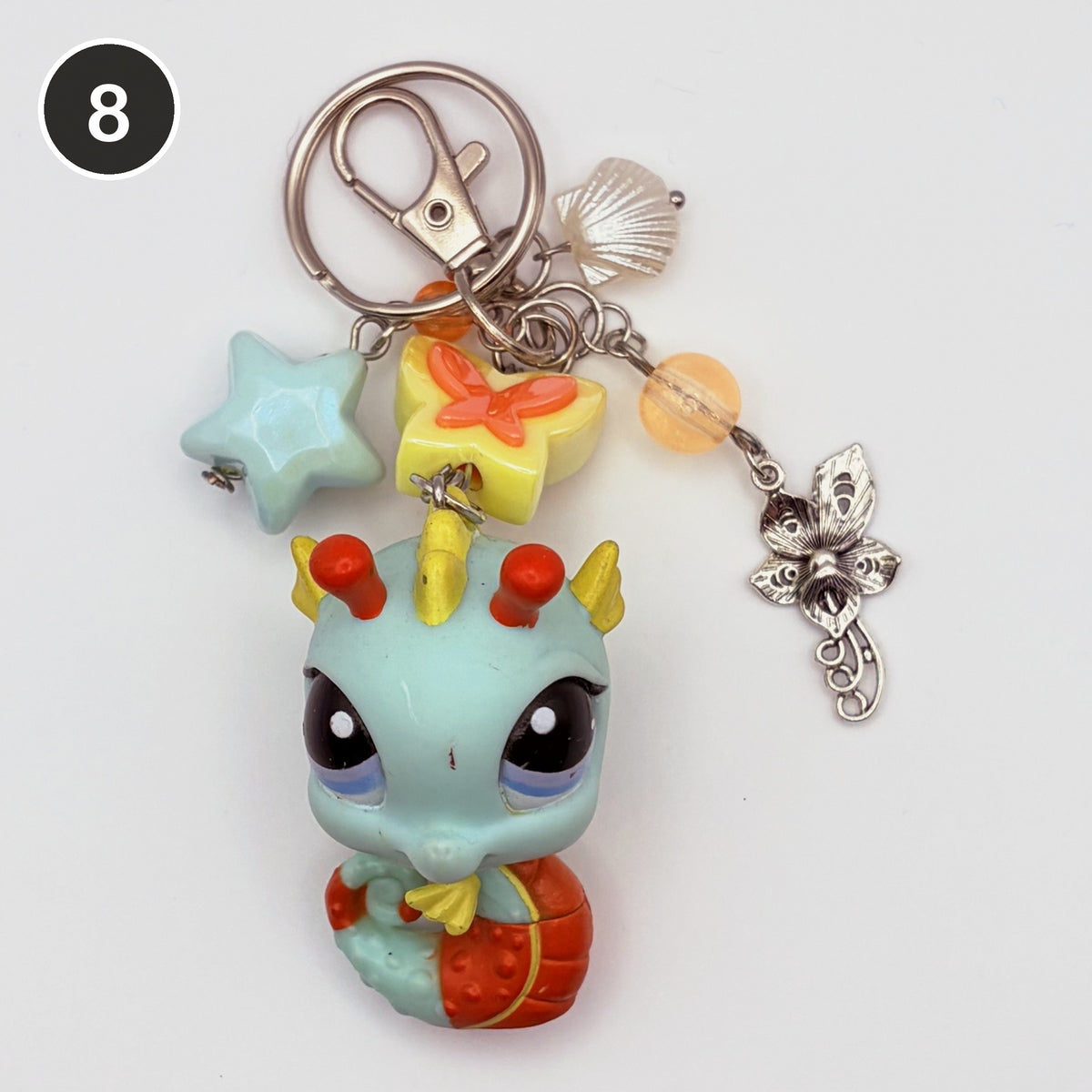 #8 Dreamy Seahorse upcycled LPS keychain
