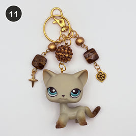 #11 Glitterball Cat upcycled LPS keychain