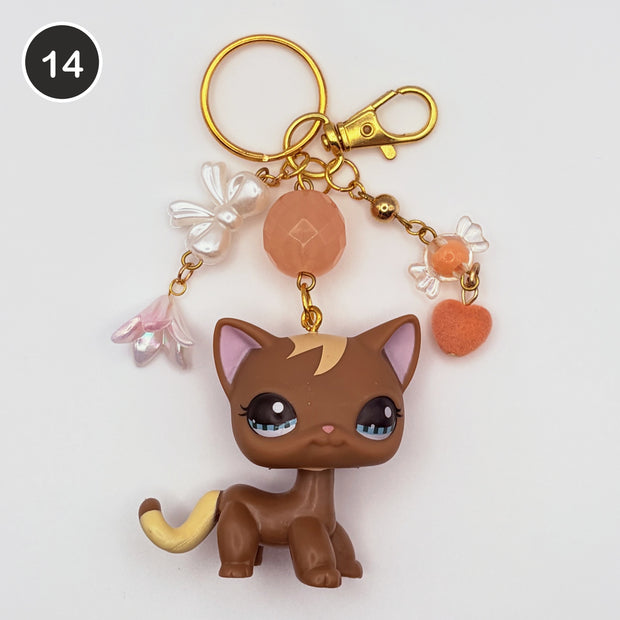 #14 Apricot Cat upcycled LPS keychain