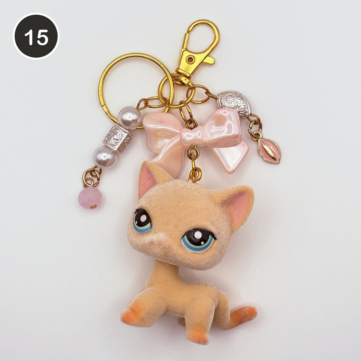 #15 Ballerina Cat upcycled LPS keychain