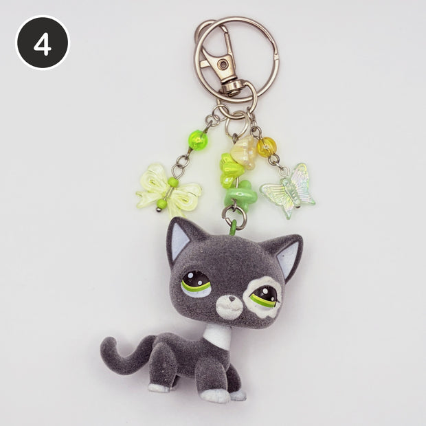 #4 Mossy Meadow Cat upcycled LPS keychain