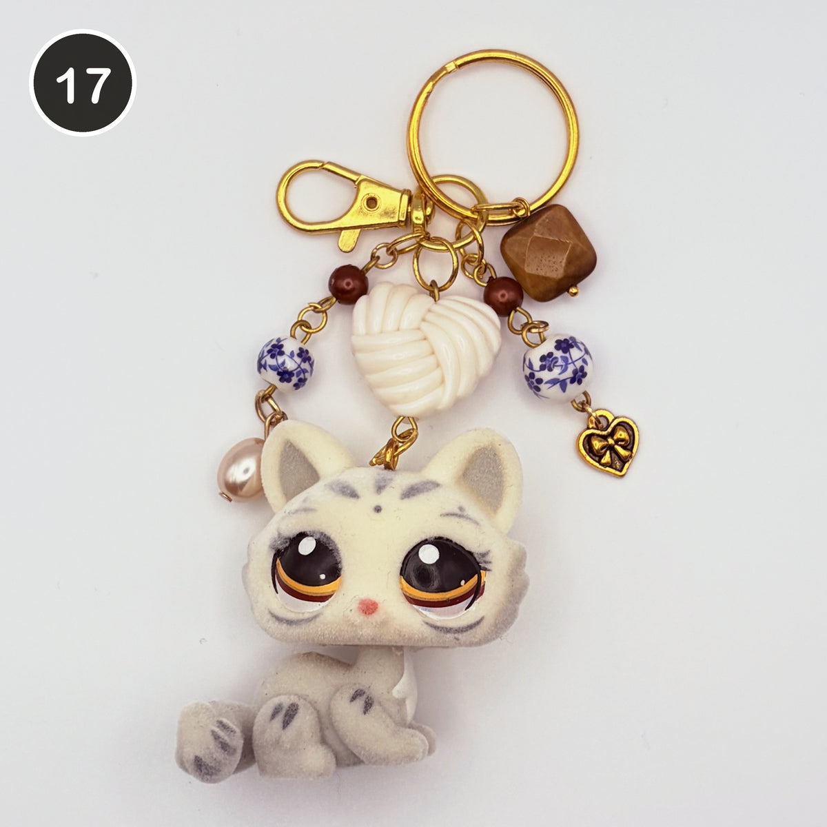 #17 Cozy Knit Cat upcycled LPS keychain