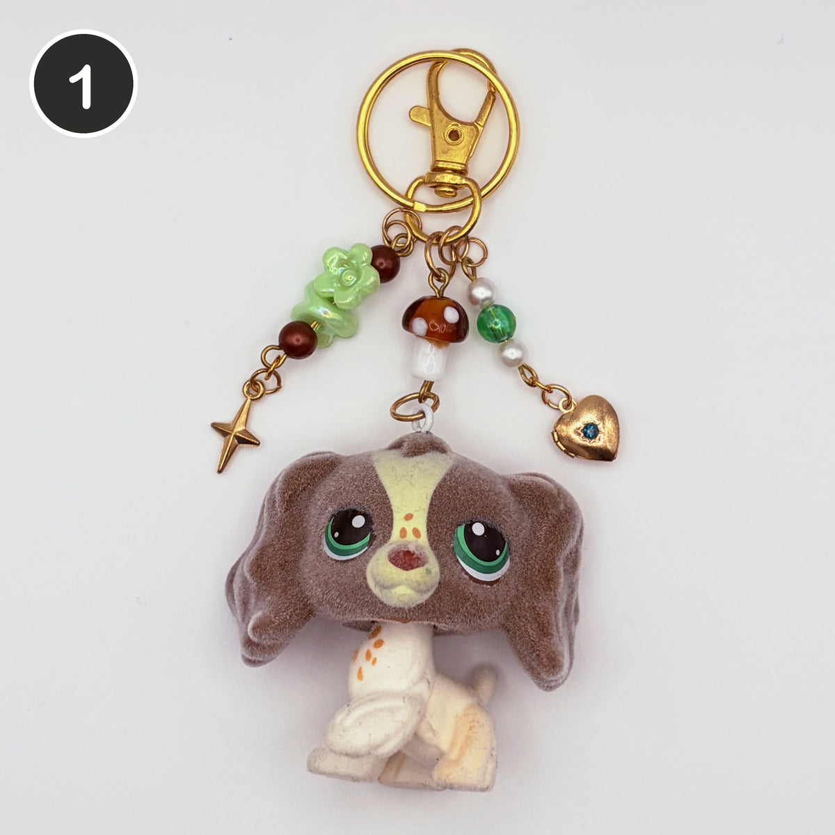 #1 Clover Spaniel upcycled LPS keychain
