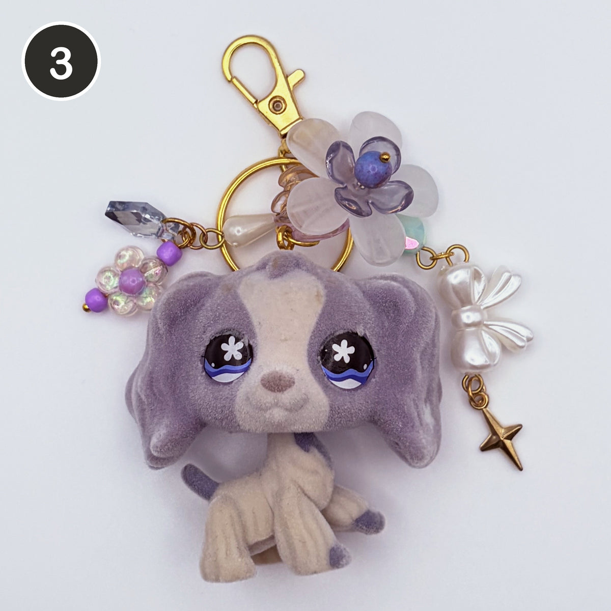 #3 Wisteria Spaniel upcycled LPS keychain