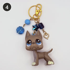 #4 Indigo Great Dane upcycled LPS keychain