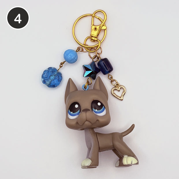 #4 Indigo Great Dane upcycled LPS keychain