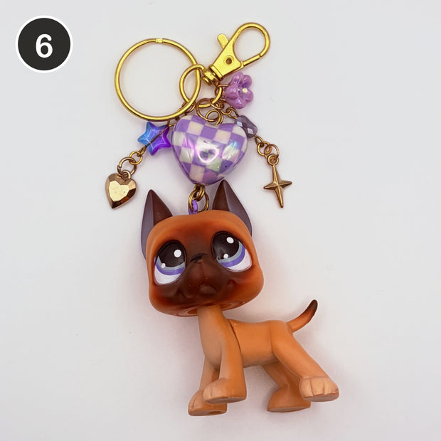 #6 Plum Great Dane upcycled LPS keychain