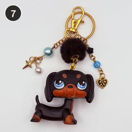 #7 Velvet Dachshund upcycled LPS keychain