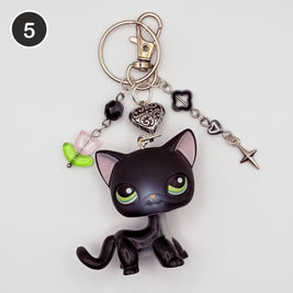 #5 Night Tulip Cat upcycled LPS keychain