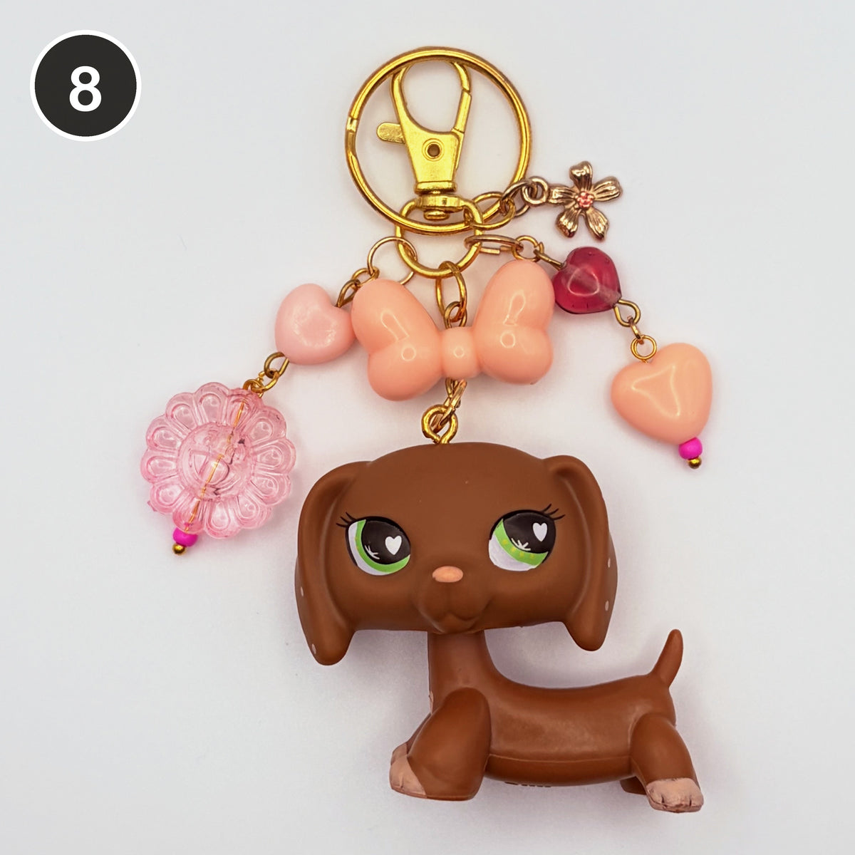 #8 Rosy Dachshund upcycled LPS keychain