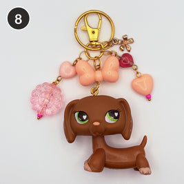 #8 Rosy Dachshund upcycled LPS keychain
