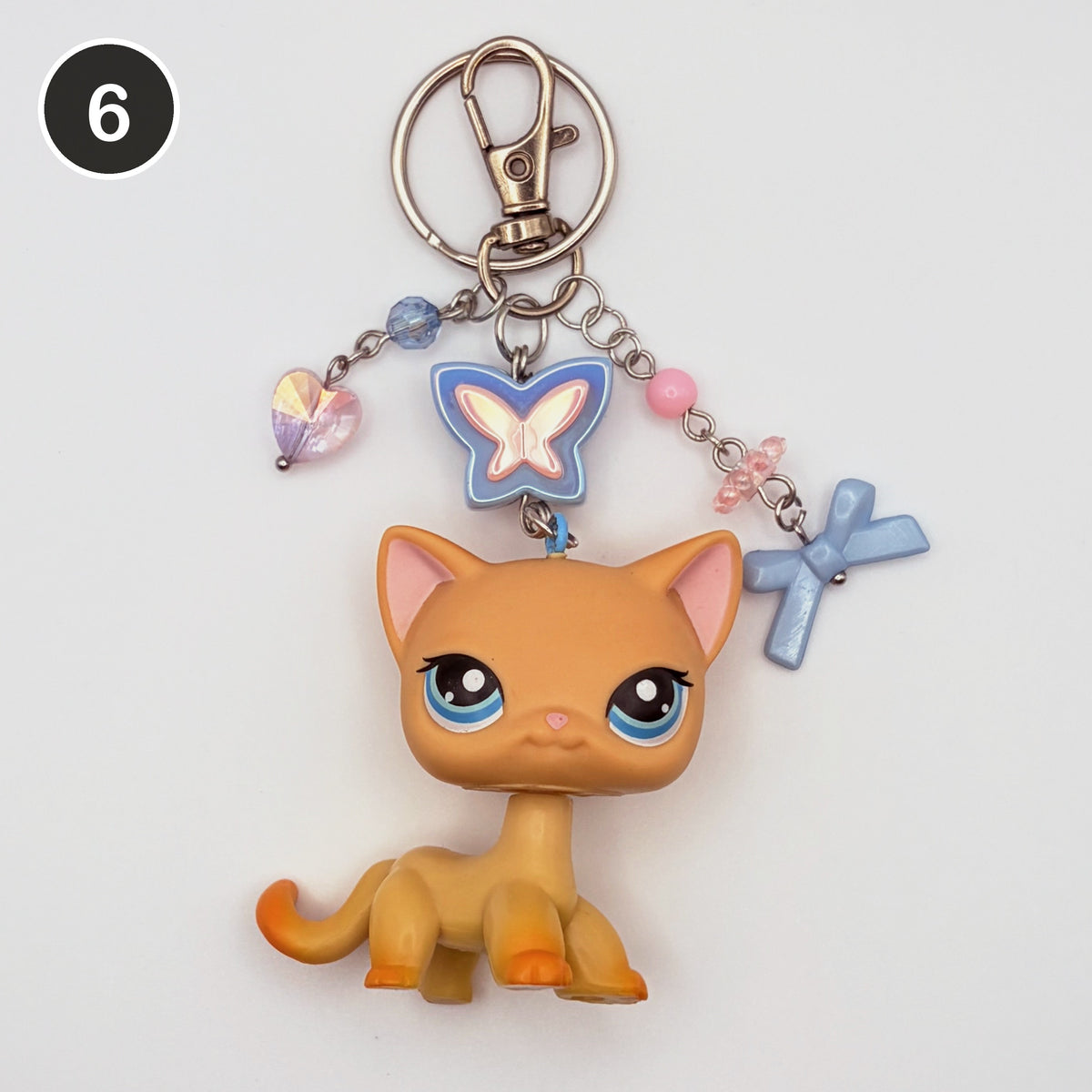 #6 Marmalade Cat upcycled LPS keychain