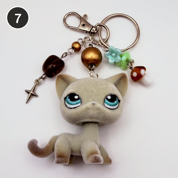 #7 Foggy Forest Cat upcycled LPS keychain