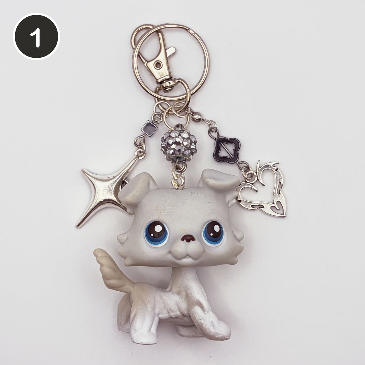 #1 Starlight Collie upcycled LPS keychain