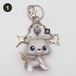#1 Starlight Collie upcycled LPS keychain