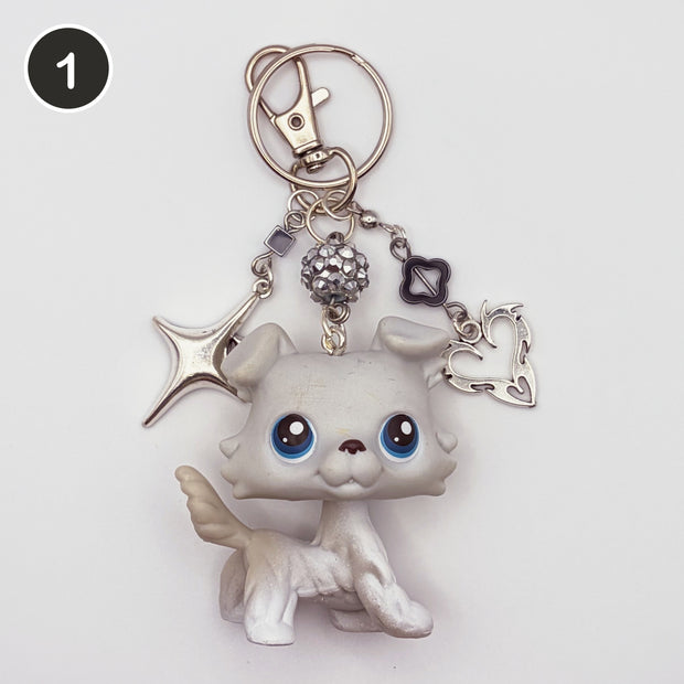 #1 Starlight Collie upcycled LPS keychain