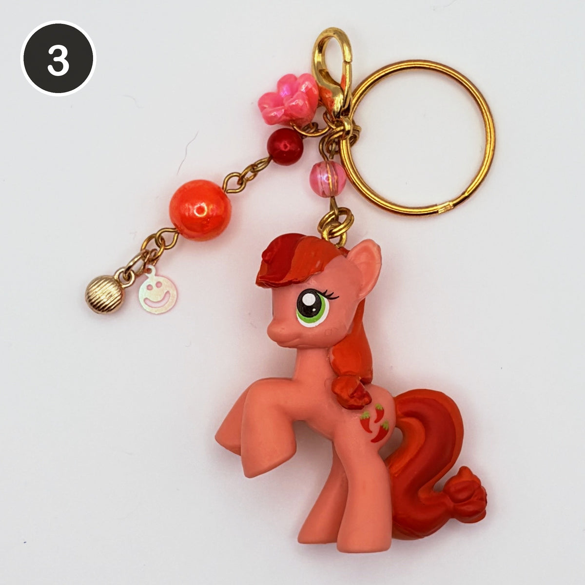 #3 Peachy Pony upcycled My Little Pony keychain