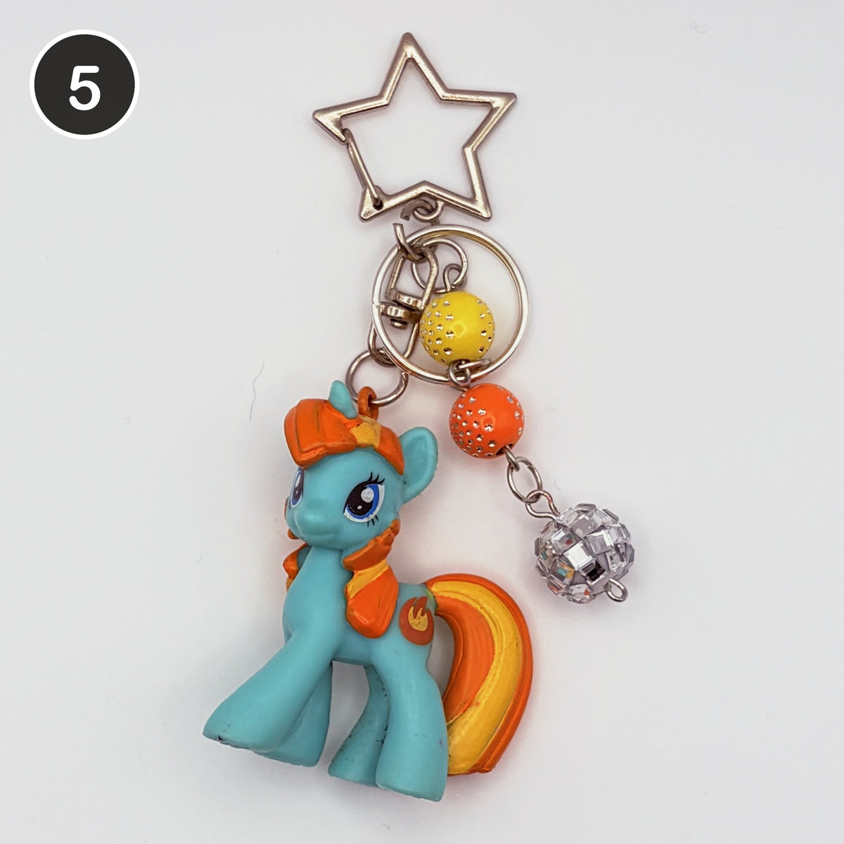 #5 Groovy Pony upcycled My Little Pony keychain