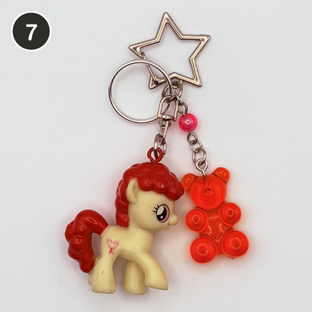 #7 Sugar Rush Pony upcycled My Little Pony keychain