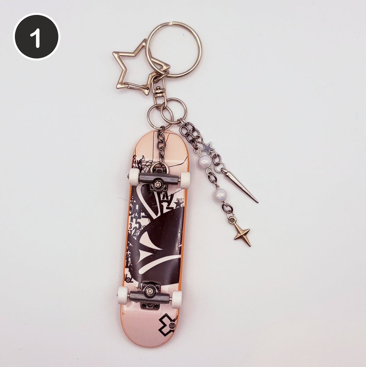 #1 Noir Board upcycled Tech Deck fingerboard keychain