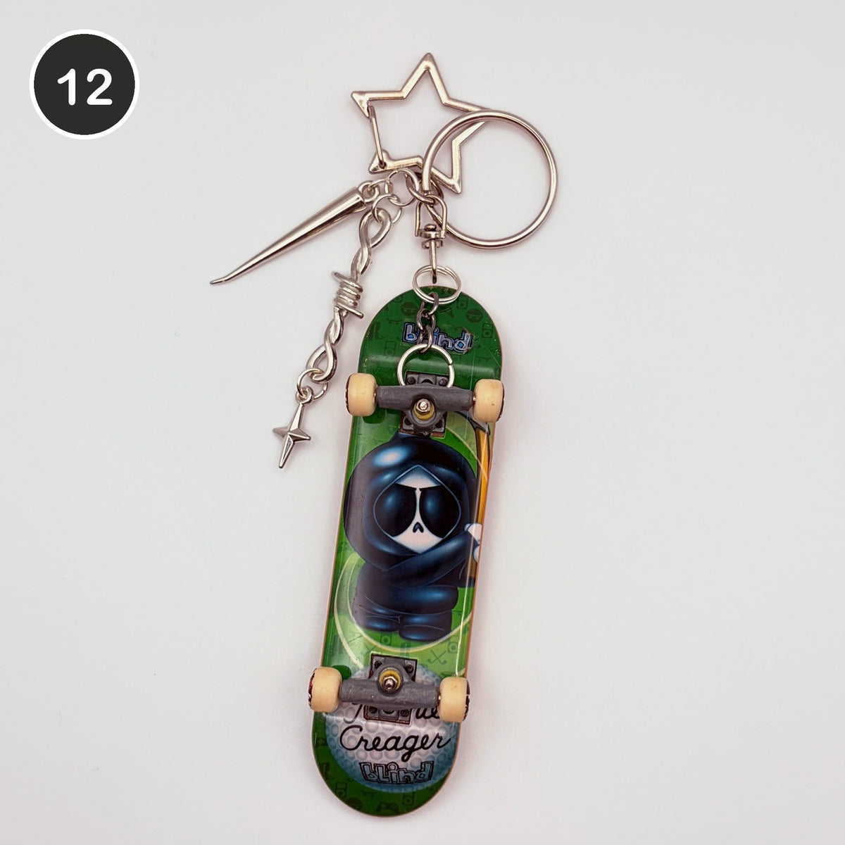 #12 Phantom Board upcycled Tech Deck fingerboard keychain