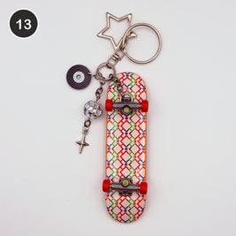 #13 Argyle Board upcycled Tech Deck fingerboard keychain