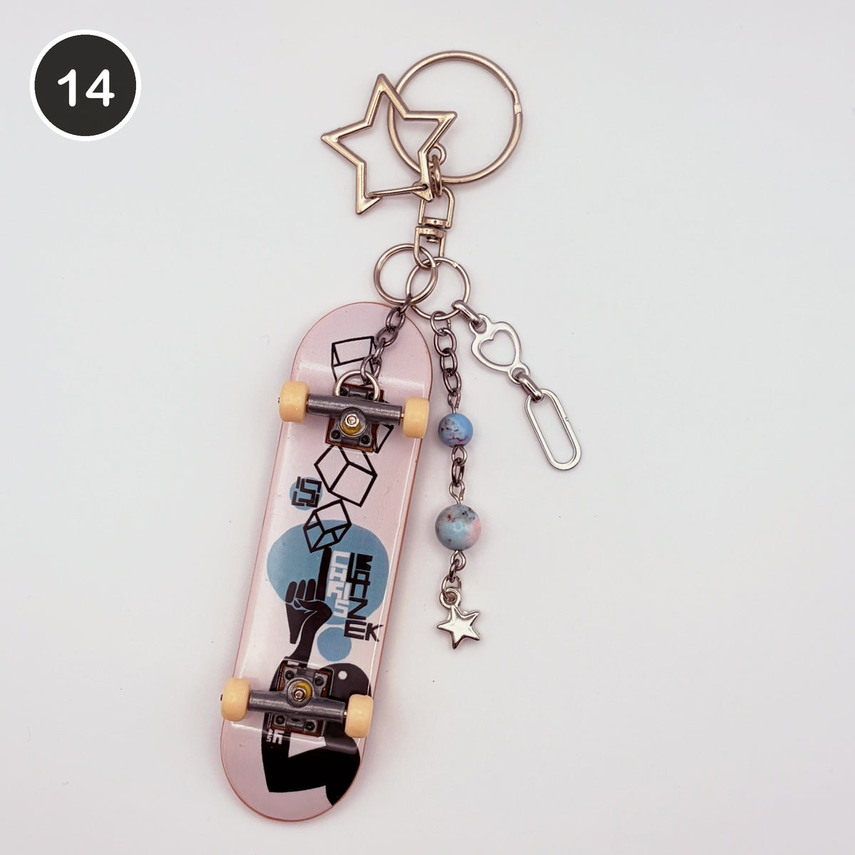 #14 Cloud Board upcycled Tech Deck fingerboard keychain