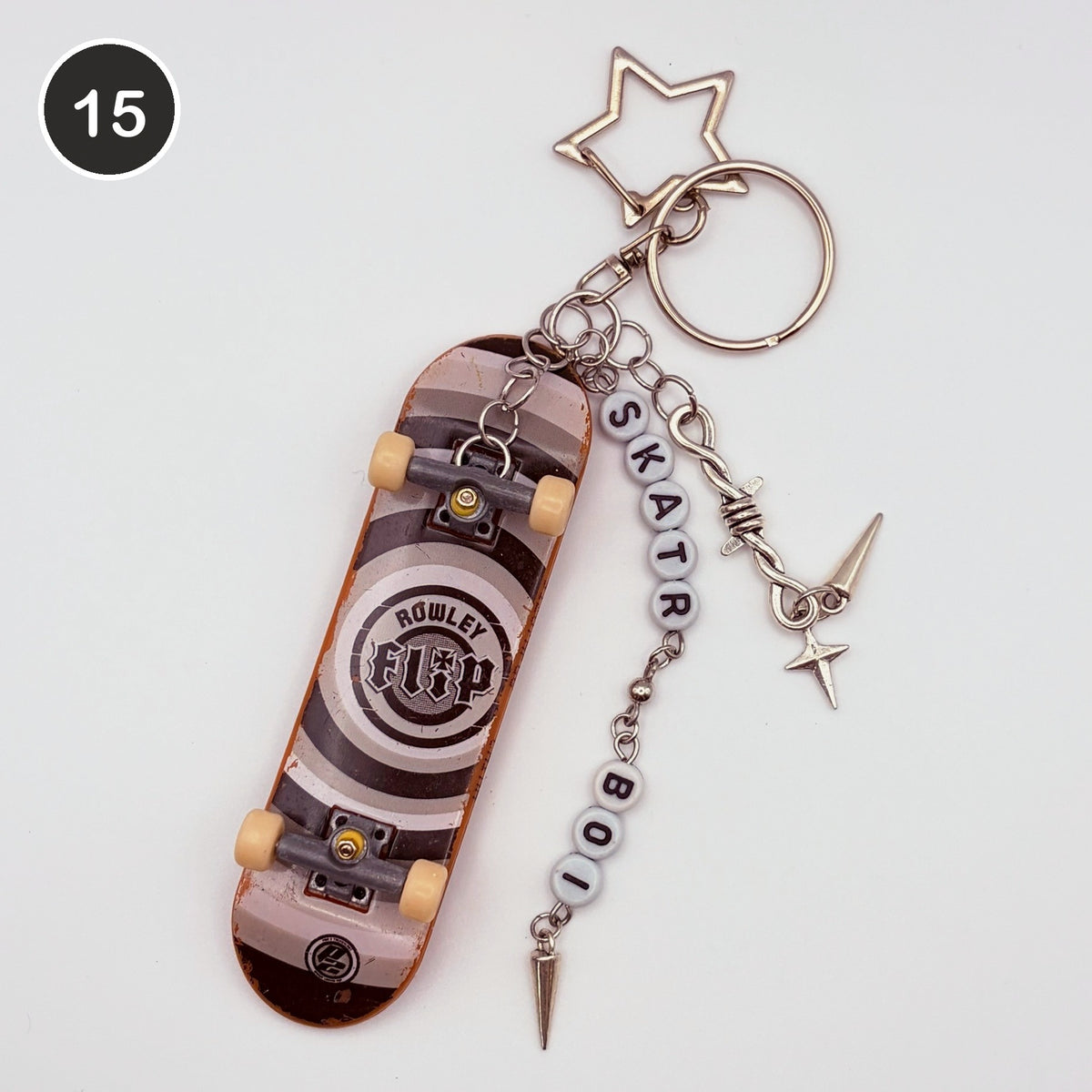 #15 Skater Boi Board upcycled Tech Deck fingerboard keychain