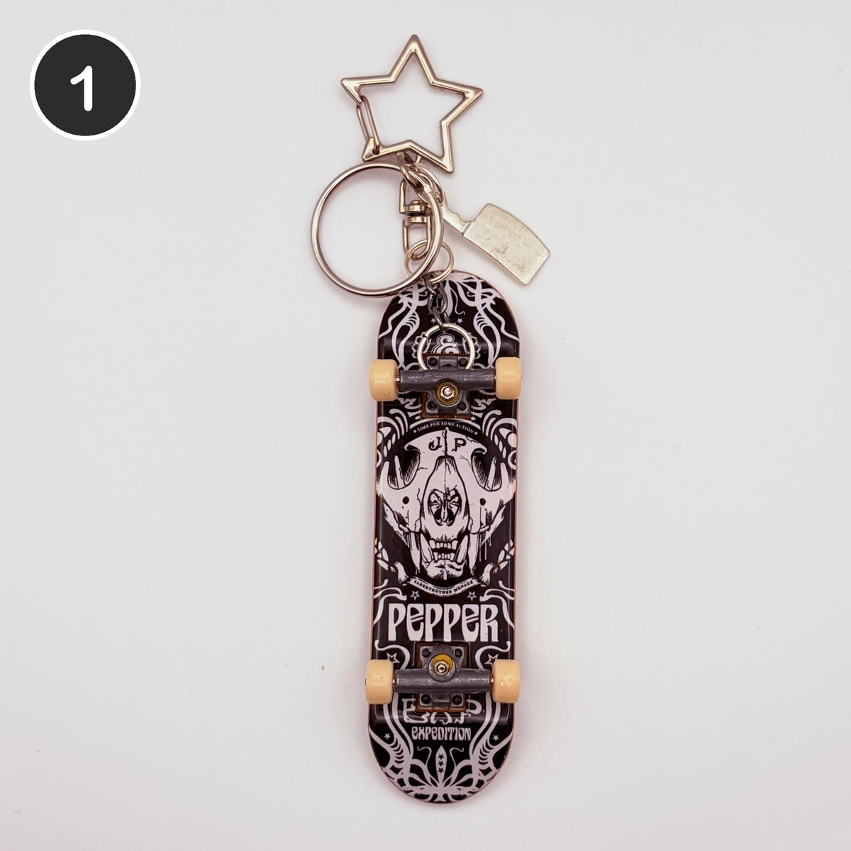 #1 Ghoul Board upcycled Tech Deck fingerboard keychain