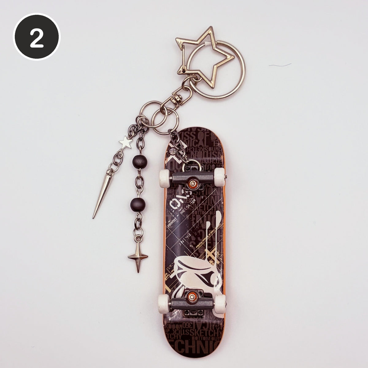 #2 Ash Board upcycled Tech Deck fingerboard keychain