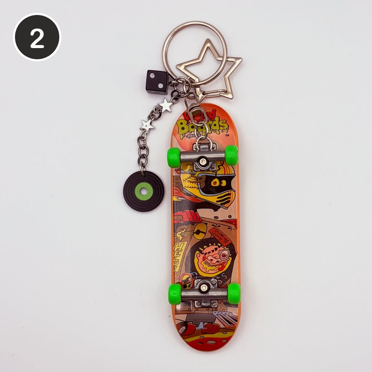 #2 Saturday Board upcycled Tech Deck fingerboard keychain