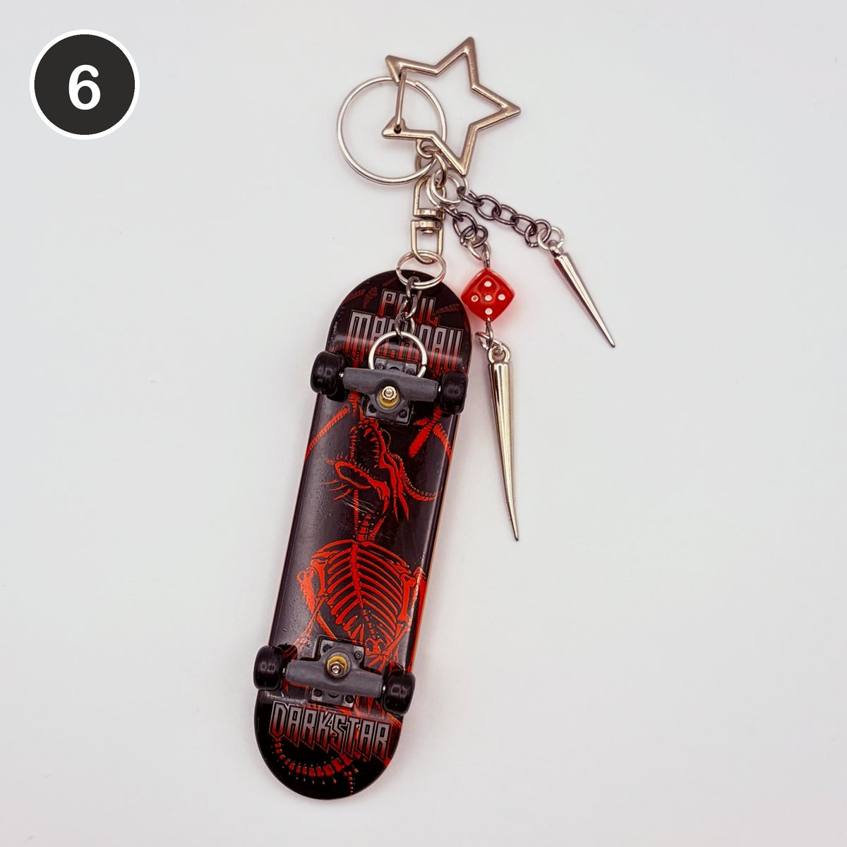 #6 Scarlet Board upcycled Tech Deck fingerboard keychain