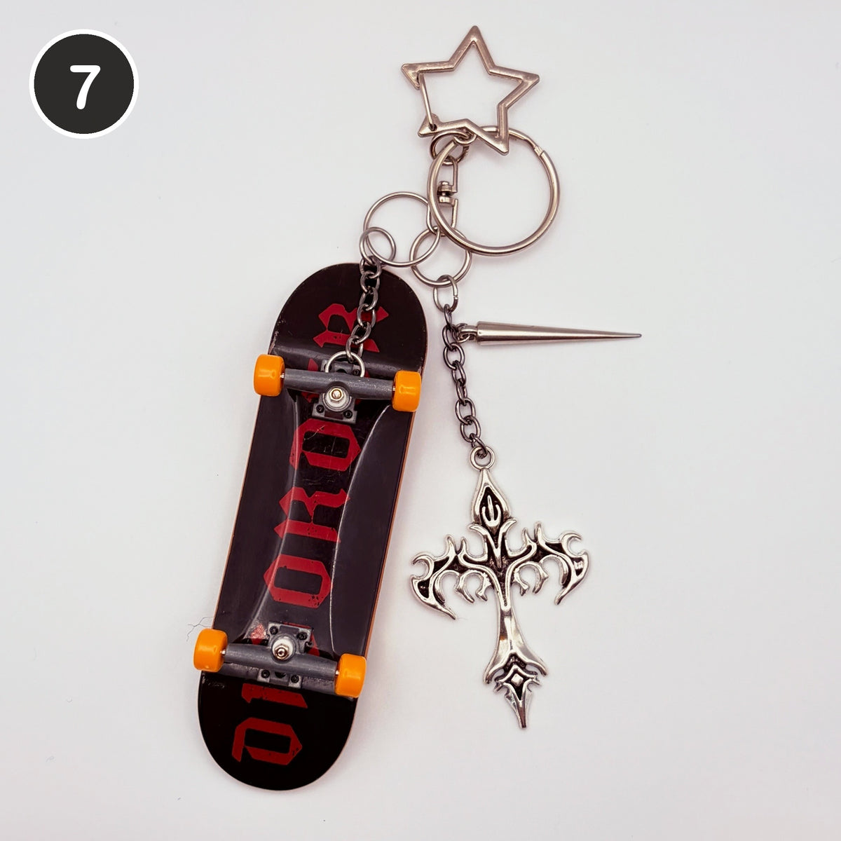 #7 Hex Board upcycled Tech Deck fingerboard keychain