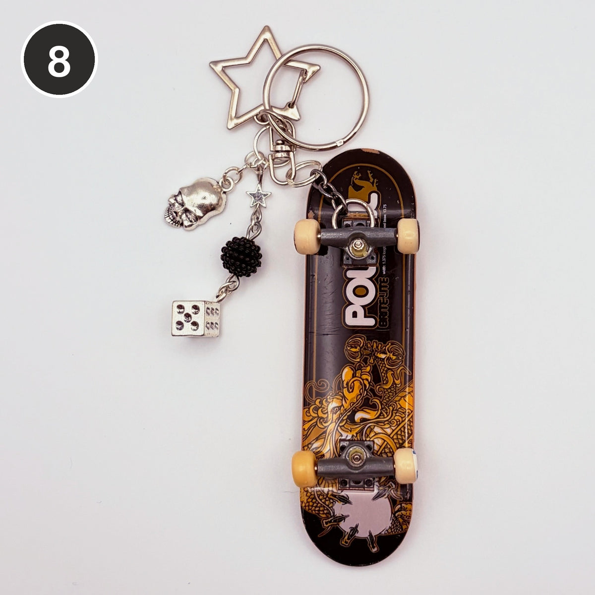 #8 Bronze Board upcycled Tech Deck fingerboard keychain