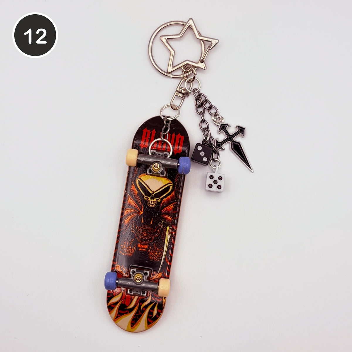 #12 Blaze Board upcycled Tech Deck fingerboard keychain