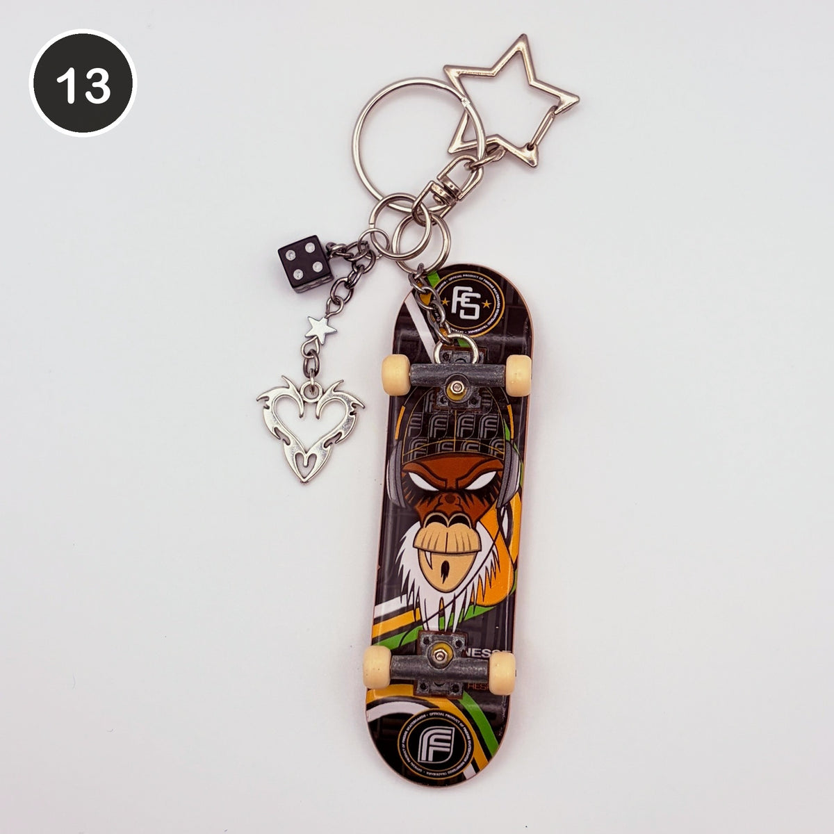#13 Safari Board upcycled Tech Deck fingerboard keychain