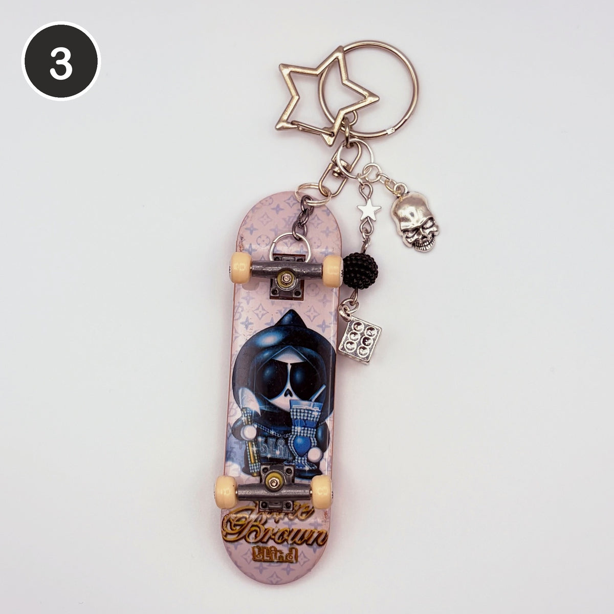 #3 Grim Board upcycled Tech Deck fingerboard keychain