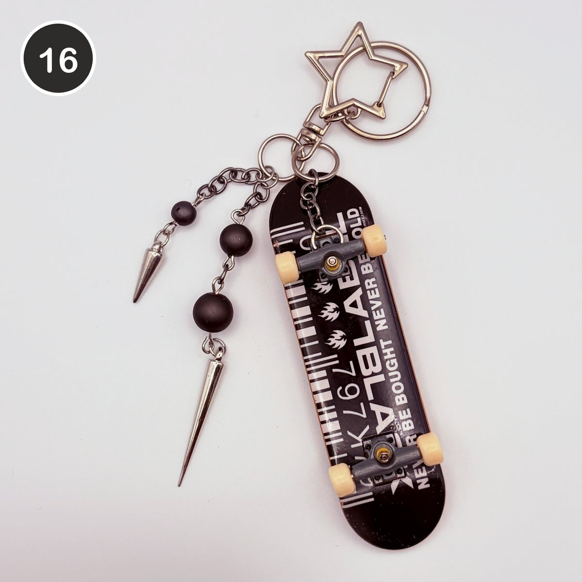 #16 Static Board upcycled Tech Deck fingerboard keychain