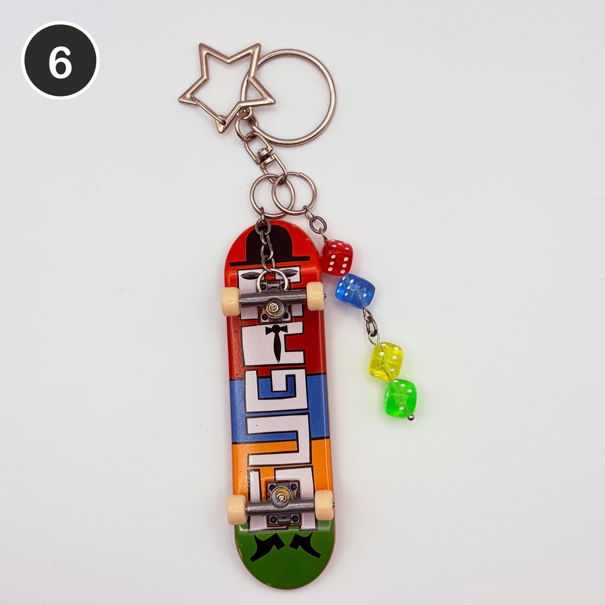 #6 Rainbow Board upcycled Tech Deck fingerboard keychain