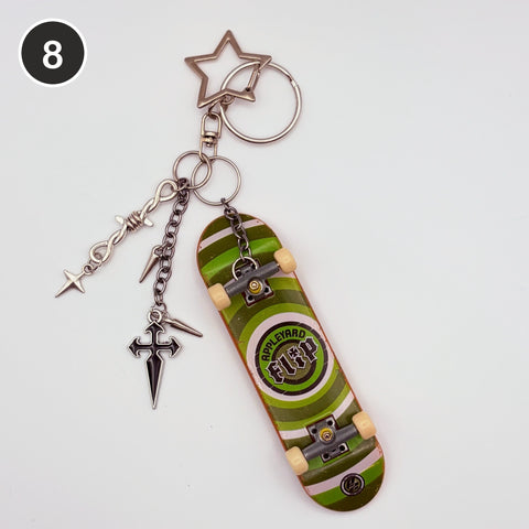 #8 Lime Board upcycled Tech Deck fingerboard keychain